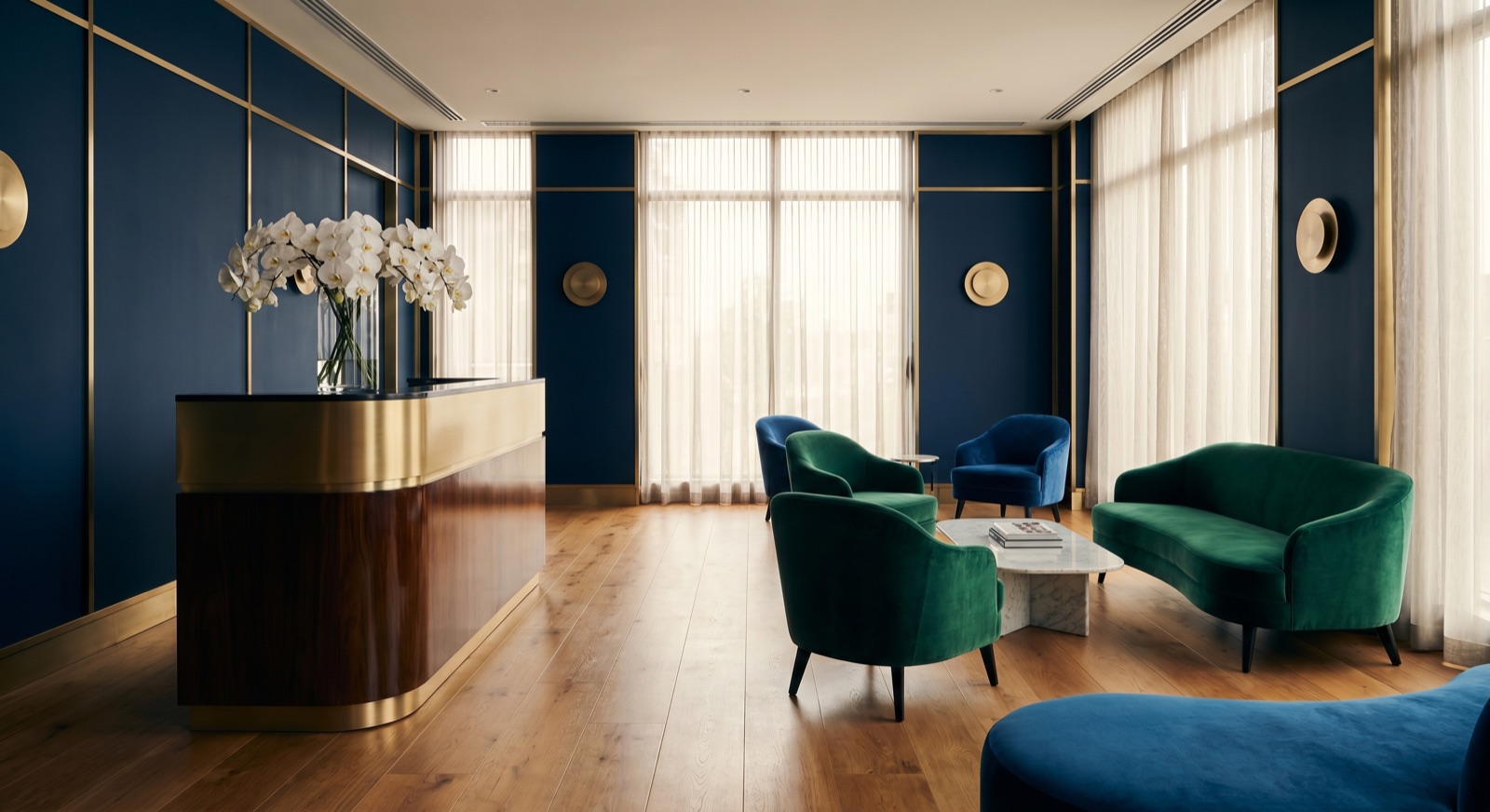 Interior of a modern luxury medical spa reception and lounge